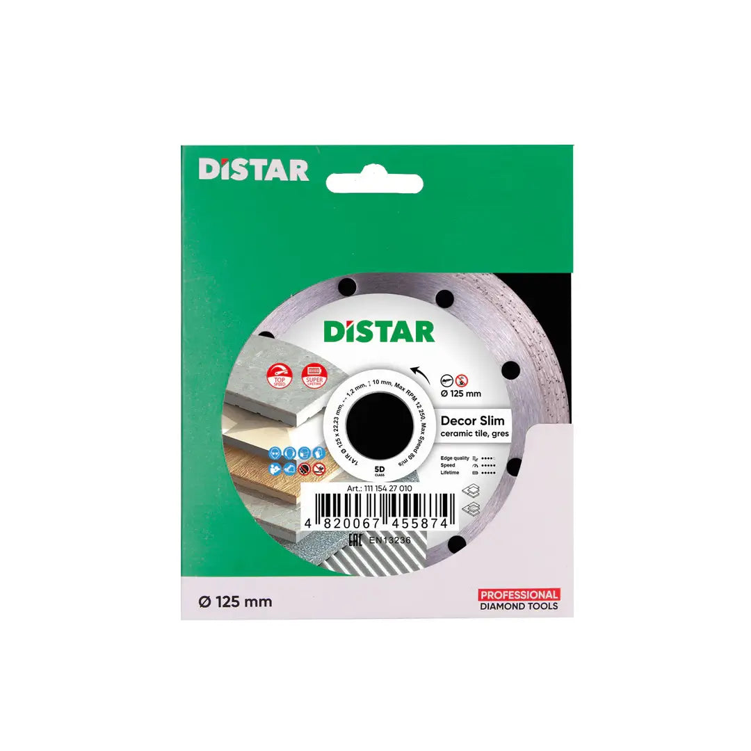 DECOR SLIM 5D DIAMOND BLADE 4.5"–5" – DISTAR ULTRA-THIN TILE CUTTING BLADE FOR CERAMIC & PORCELAIN
