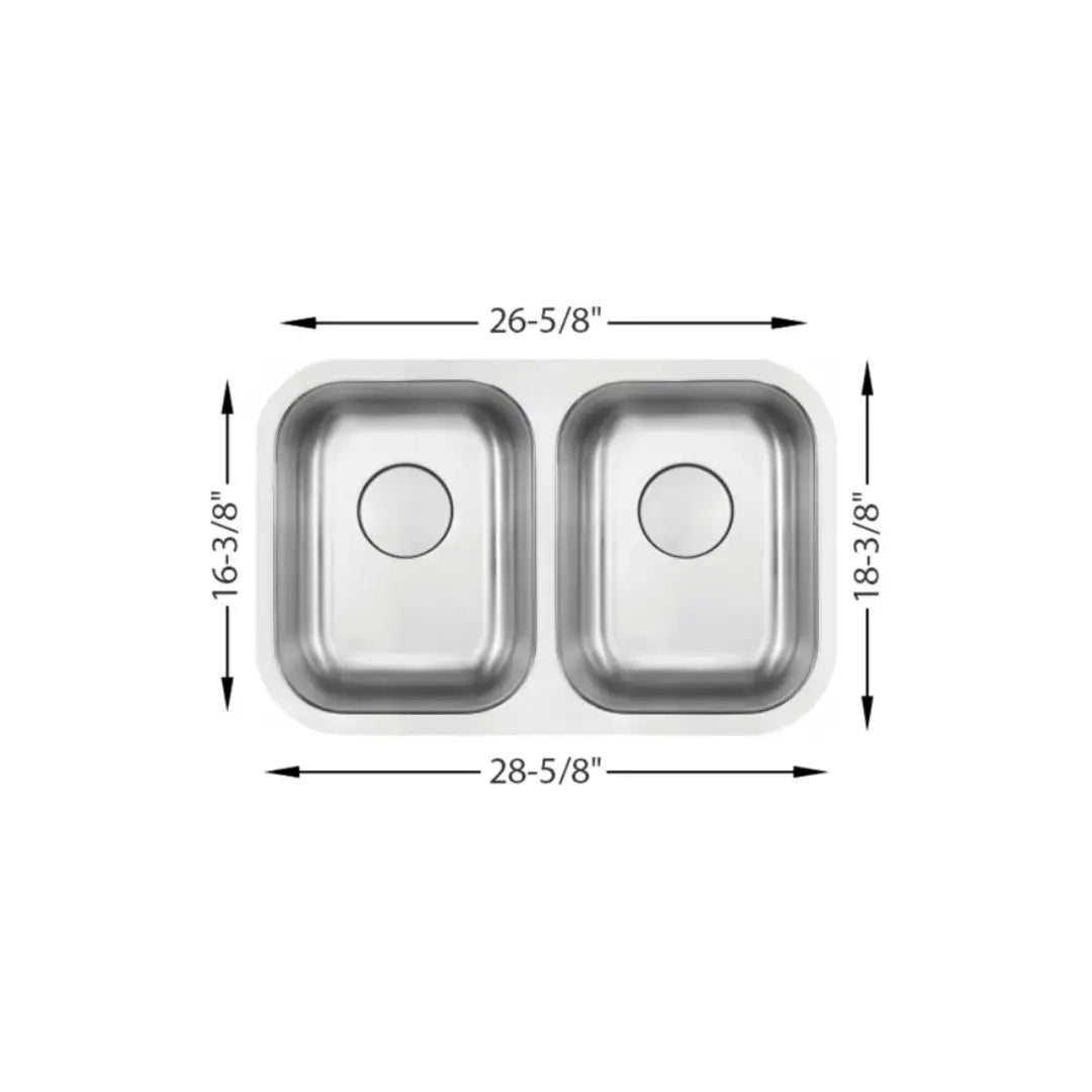 L-202-S / LUVUL 28-INCH UNDERMOUNT 18G KITCHEN SINK STAINLESS DOUBLE BOWL 292636
