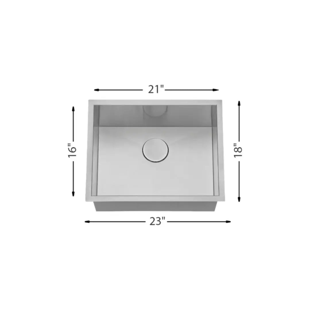 L-CZ101X-ZR / LUVUL HANDMADE R10 SINGLE BOWL 16G ZERO RADIUS S/STEEL SINK 10" DEEP 730203