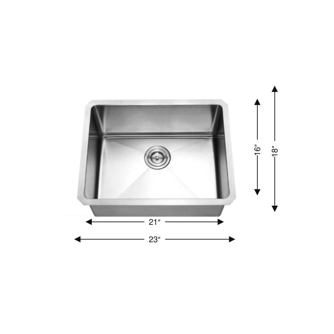 CZ101X | Undermount 16 Gauge R10 Handmade Single Bowl Stainless Steel Kitchen Sink | 885202