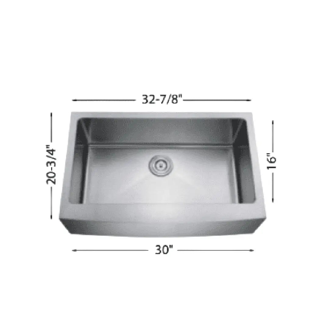 LUVUL 32" Farmhouse Apron Front R10 Handmade Sink – Single Bowl – 18G Black Stainless Steel