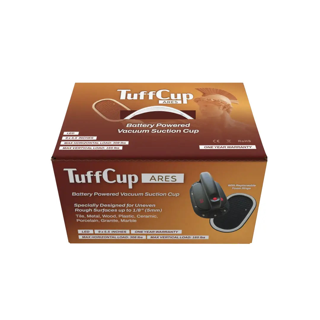 TUFFCUP ARES 9" X 5.5" LED BATTERY POWERED VACUUM CUP – HEAVY-DUTY SUCTION FOR ROUGH SURFACES