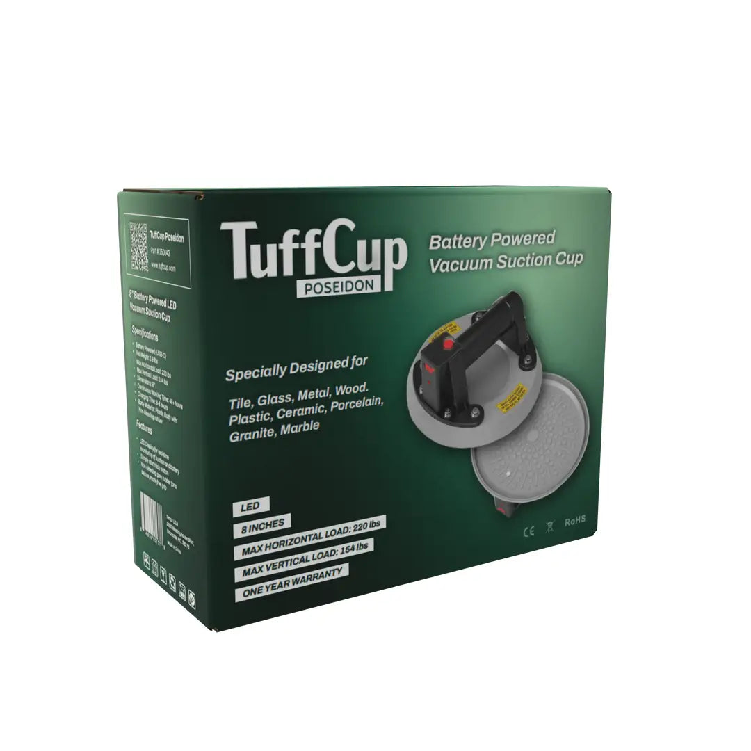 TUFFCUP POSEIDON 8" BATTERY POWERED VACUUM CUP – LIGHTWEIGHT ELECTRIC SUCTION LIFTER