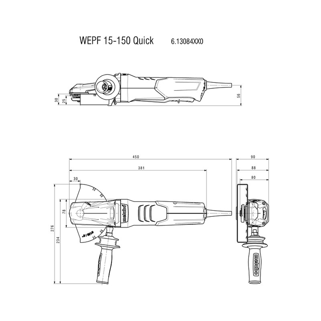 WEPF 15-150 Quick (613084420) 6" Flat-Head Angle Grinder