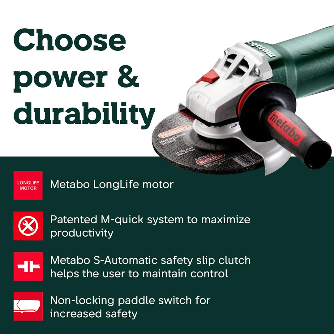 Metabo 603633420 WP 13-150 Quick 12 Amp 10,000 rpm 6 Inch Angle Grinder with Trowel Without Lock