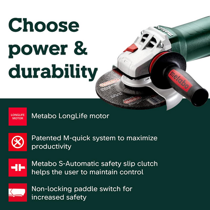 Metabo 603633420 WP 13-150 Quick 12 Amp 10,000 rpm 6 Inch Angle Grinder with Trowel Without Lock