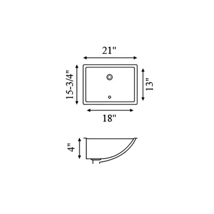 855764 / L-1813WS - PORCELAIN SQUARE SINKS UNDERMOUNT