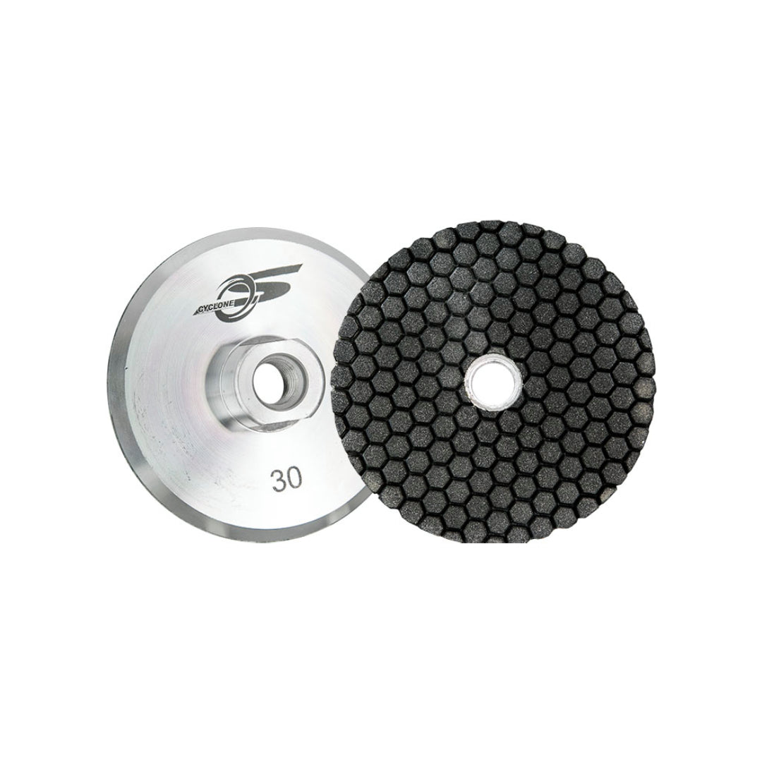 4" CYCLONE S AGGRESSIVE FLAT POLISHER WITH ALUMINUM BACKER 30G