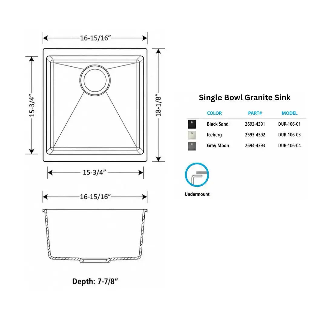 DUR-106 - Single Bowl Granite Sink