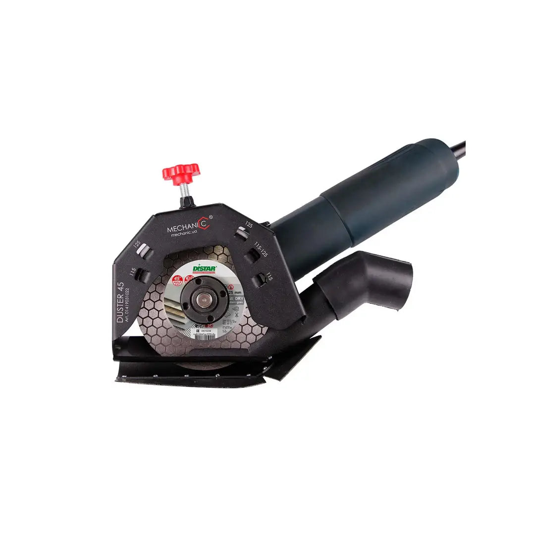 DUSTER 45 CUTTING GUARD 4.5"–5" – MECHANIC DUST-FREE 45° TILE CUTTING ATTACHMENT FOR ANGLE GRINDERS