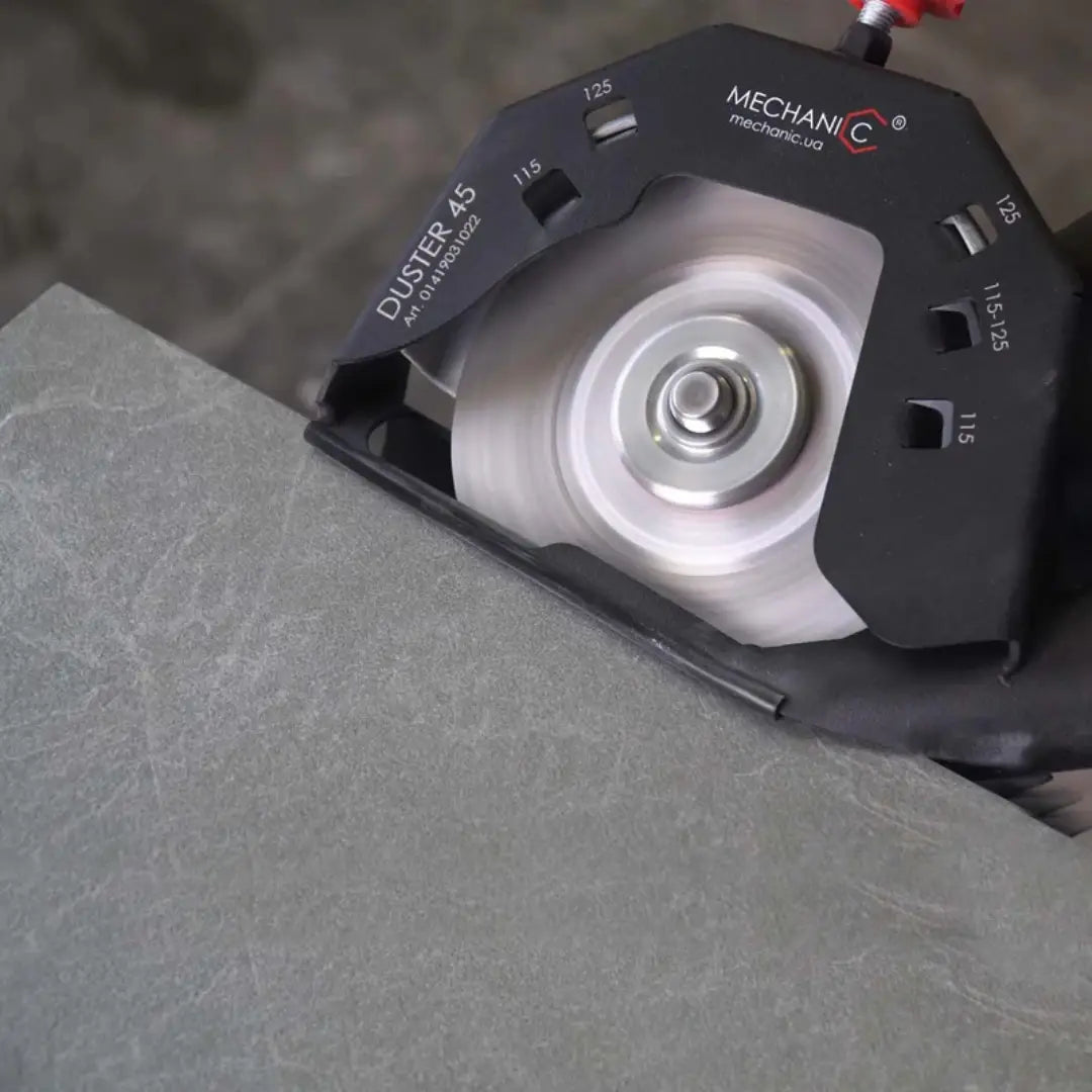 DUSTER 45 CUTTING GUARD 4.5"–5" – MECHANIC DUST-FREE 45° TILE CUTTING ATTACHMENT FOR ANGLE GRINDERS
