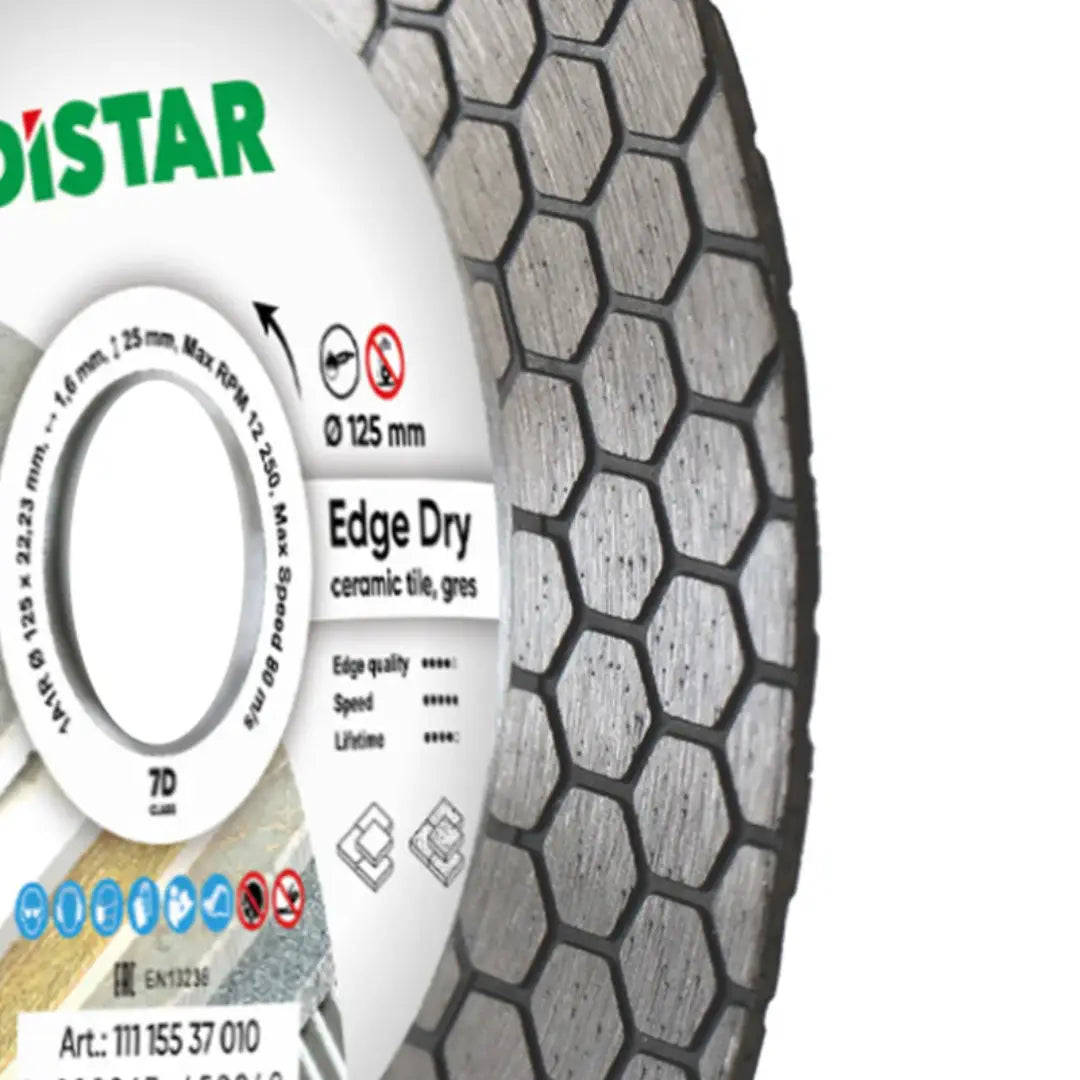 EDGE DRY DIAMOND BLADE 4.5"–5" – DISTAR 45° DRY TILE CUTTING BLADE FOR CERAMIC & PORCELAIN