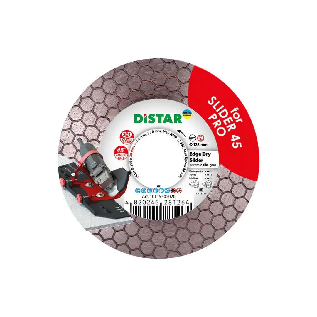 DISTAR EDGE DRY SLIDER DIAMOND BLADE 5" – 45° DRY CUTTING BLADE FOR CERAMIC & PORCELAIN