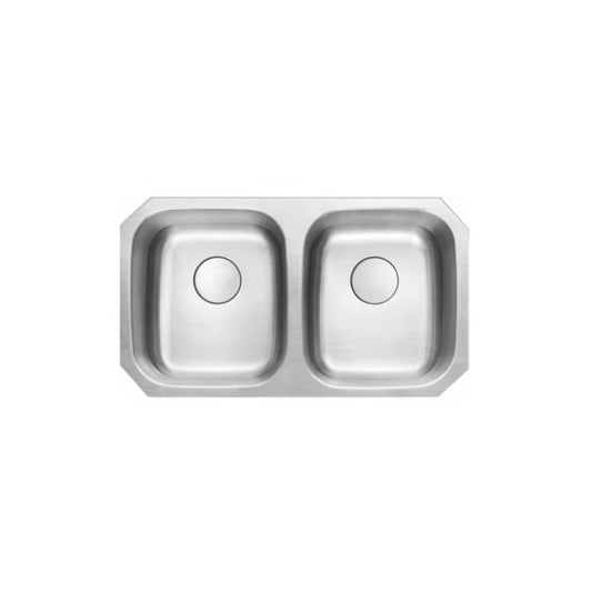 L-202 / LUVUL 32 INCH 50/50 UNDERMOUNT 18G KITCHEN SINK STAINLESS STEEL DOUBLE BOWL 762429