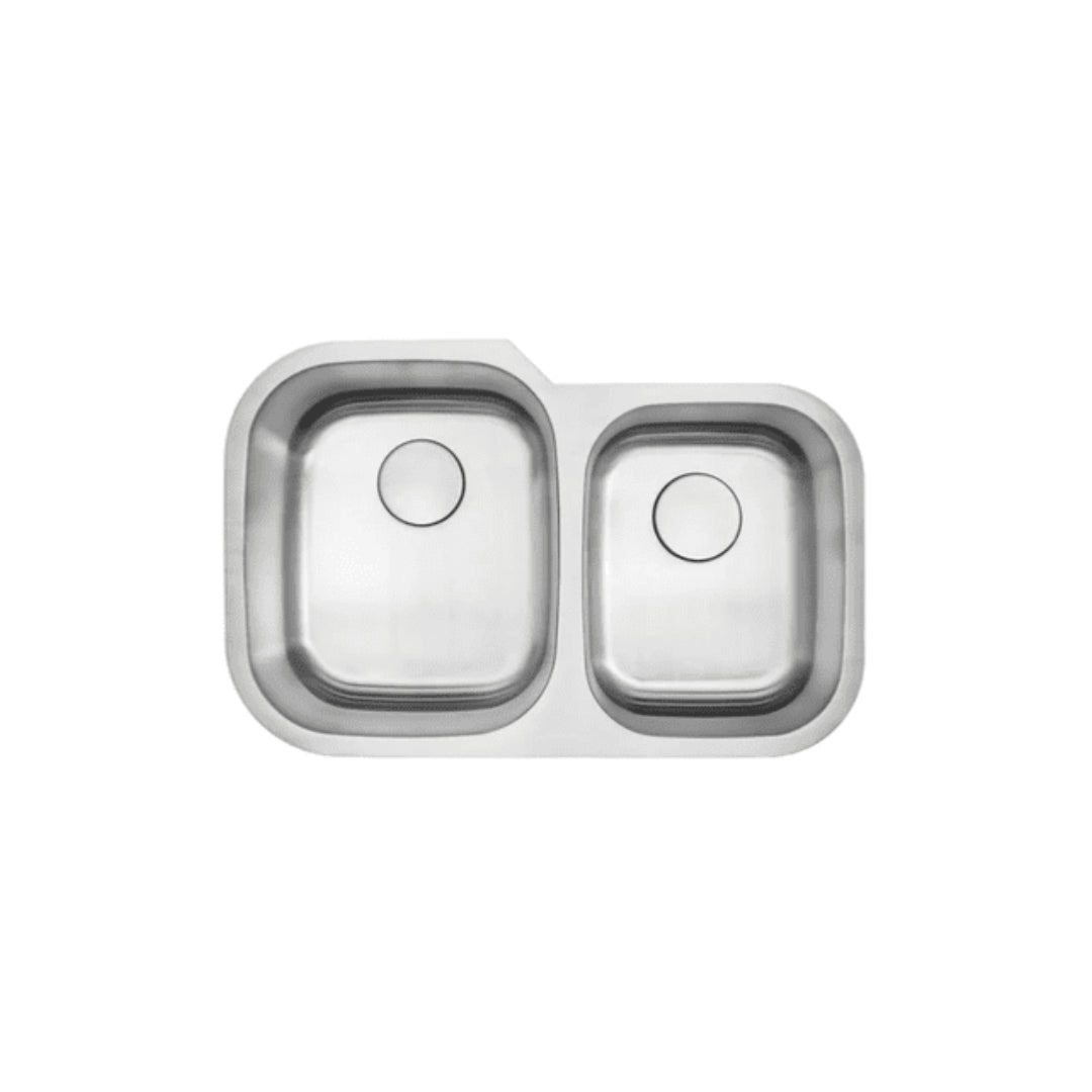 LUVUL 32" Undermount Sink – 60/40 Double Bowl – 18G Stainless Steel