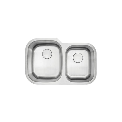 LUVUL 32" Undermount Sink – 60/40 Double Bowl – 18G Stainless Steel