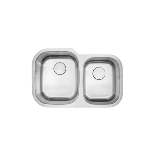 LUVUL 32" Undermount Sink – 60/40 Double Bowl – 18G Stainless Steel