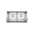 LUVUL 33-INCH WORKSTATION LEDGE UNDERMOUNT 16G R10 COMPACT RADIUS WITH SPEEDY DRAIN TECHNOLOGY KITCHEN SINK STAINLESS STEEL DOUBLE BOWL 570895 COMBO MAX