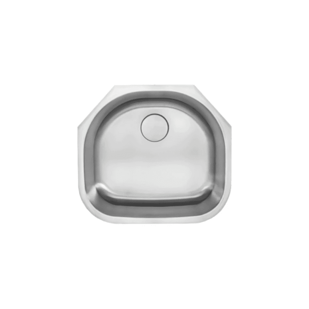 LUVUL 23" D-Shape Undermount Sink – Single Bowl – 18G Stainless Steel