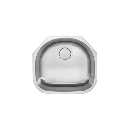 LUVUL 23" D-Shape Undermount Sink – Single Bowl – 18G Stainless Steel