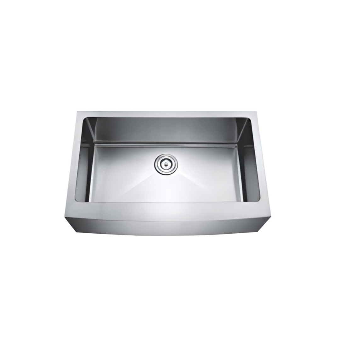 LUVUL 32-INCH FARM HOUSE APRON FRONT UNDERMOUNT 18G R10 HANDMADE KITCHEN SINK S/STEEL SINGLE BOWL 123834