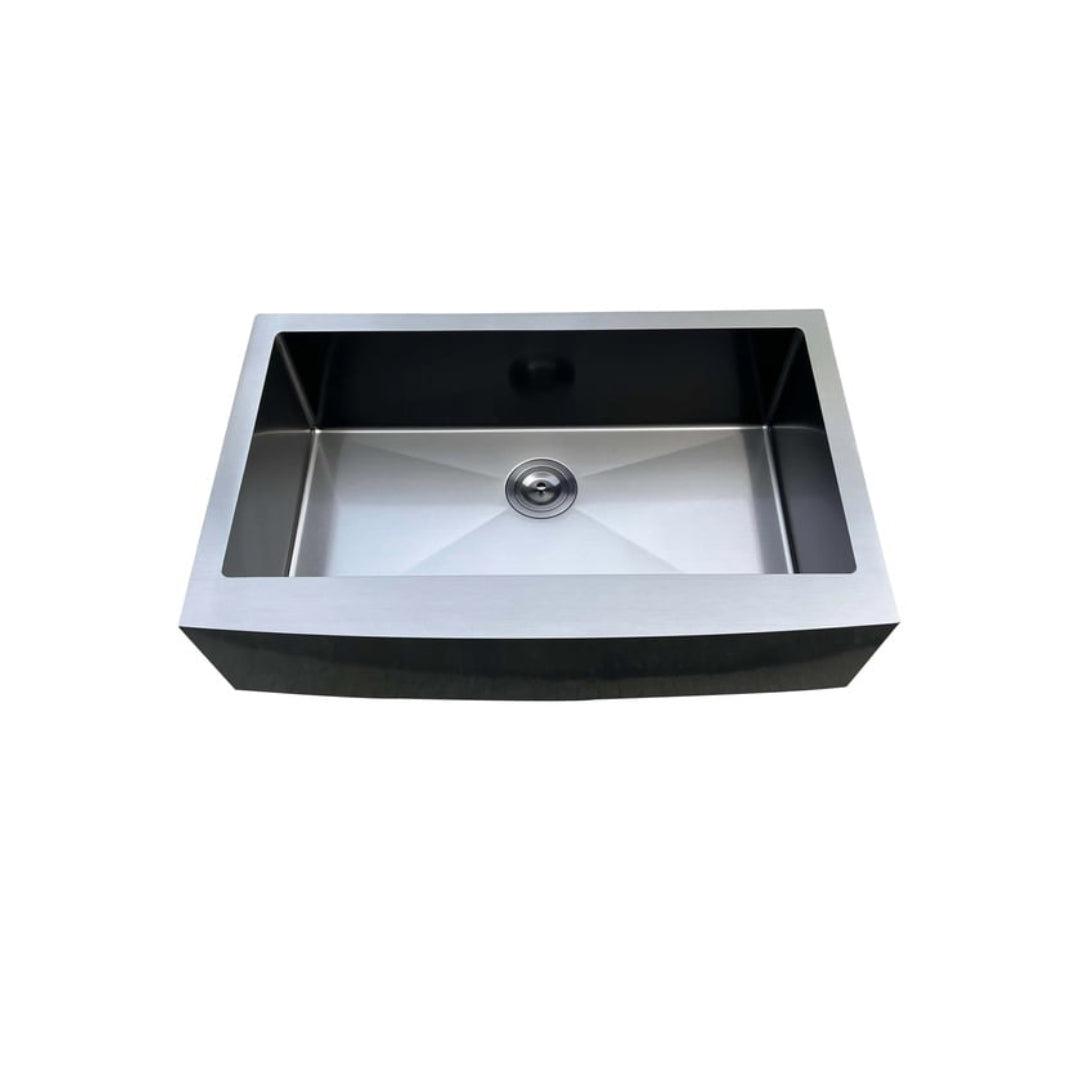 L-UAZ105-BK / LUVUL 32-INCH BLACK FARM HOUSE APRON FRONT UNDERMOUNT 18G R10 HANDMADE KITCHEN SINK STAINLESS STEEL SINGLE BOWL 364190