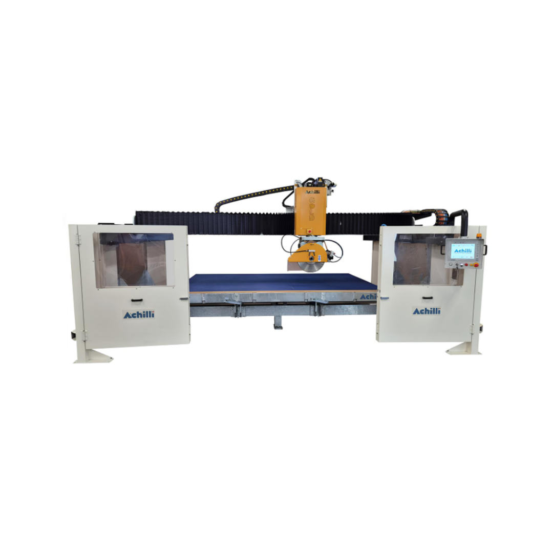 ACHILLI GOLD - CNC BRIDGE SAWS
MONOBLOCK BRIDGE SAW GOLD
HIGH PRECISION 4+1 AXIS MONOBLOCK BRIDGE SAW WITH BRUSHLESS MOTORS