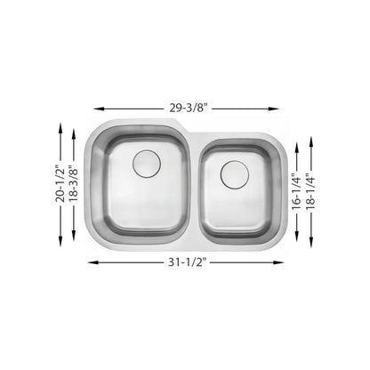 L-201R / LUVUL 32-INCH 40/60 UNDERMOUNT 18G KITCHEN SINK STAINLESS STEEL 926457