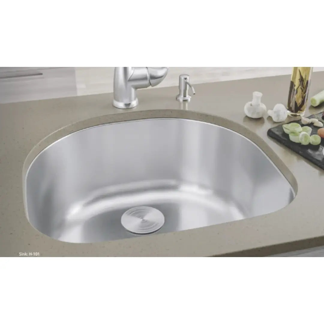LUVUL 23" D-Shape Undermount Sink – Single Bowl – 18G Stainless Steel