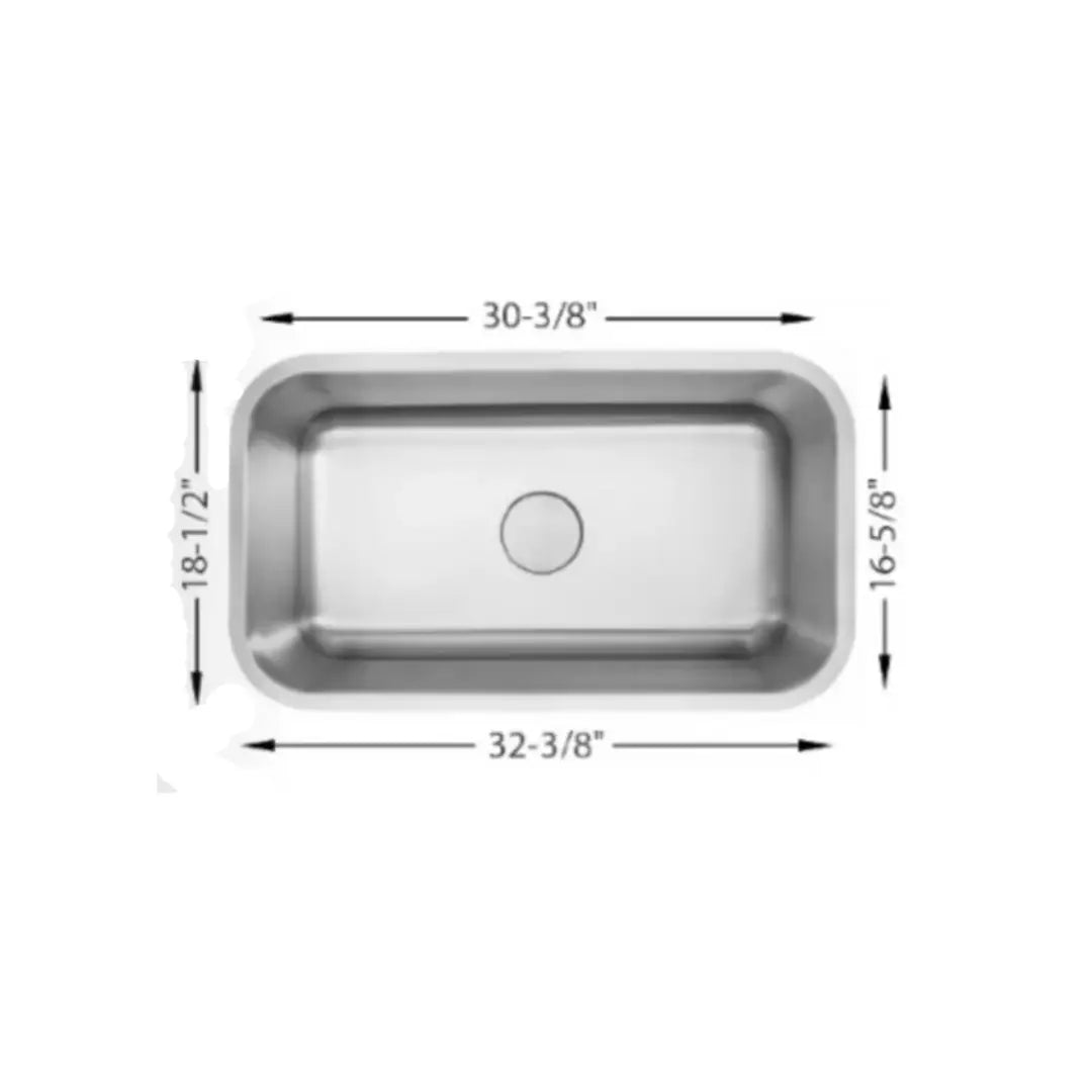 L-105-16 /  LUVUL 30-INCH UNDERMOUNT 16G KITCHEN SINK STAINLESS STEEL SINGLE BOWL 705095