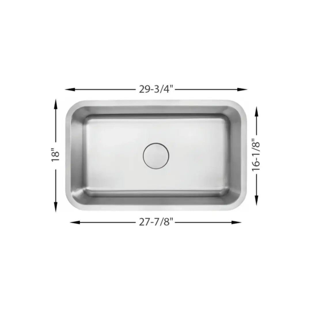 L-105-S / LUVUL 27-INCH UNDERMOUNT 18G KITCHEN SINK STAINLESS STEEL SINGLE BOWL 102650