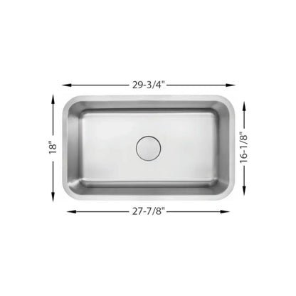 L-105-S / LUVUL 27-INCH UNDERMOUNT 18G KITCHEN SINK STAINLESS STEEL SINGLE BOWL 102650