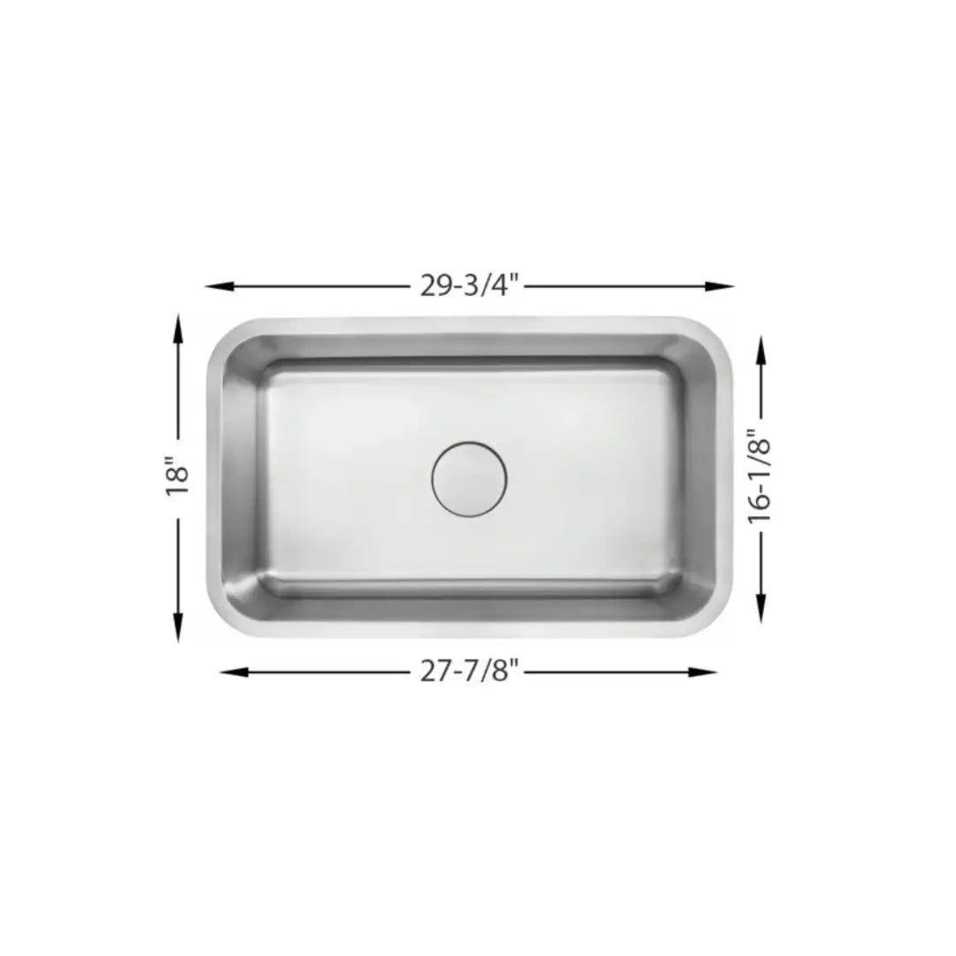 L-105 / LUVUL 30-INCH UNDERMOUNT 18G KITCHEN SINK STAINLESS STEEL BOWL 756005