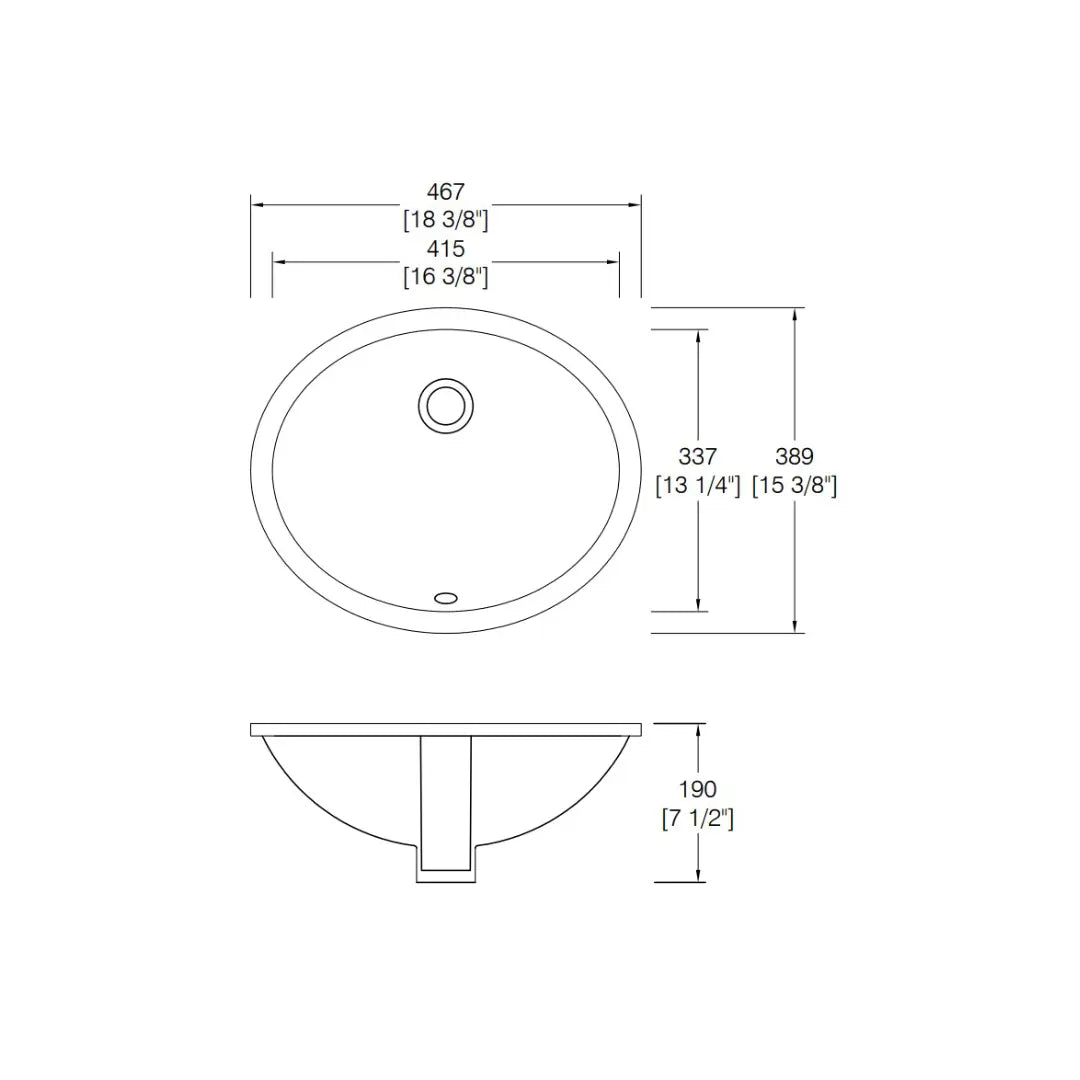 L-1613B / LUVUL 16 X 13 OVAL UNDERMOUNT CERAMIC BATHROOM SINK BISCUIT 993868