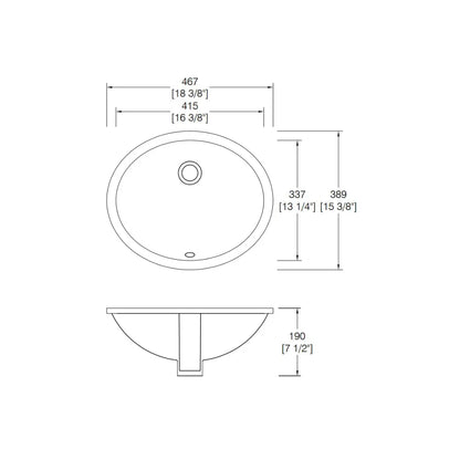 L-1613B / LUVUL 16 X 13 OVAL UNDERMOUNT CERAMIC BATHROOM SINK BISCUIT 993868