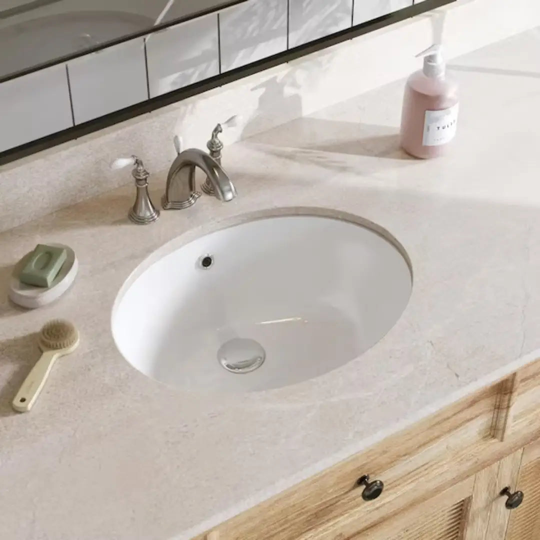 L-1714W / LUVUL 17 X 14 INCH OVAL UNDERMOUNT CERAMIC BATHROOM SINK WHITE 351026