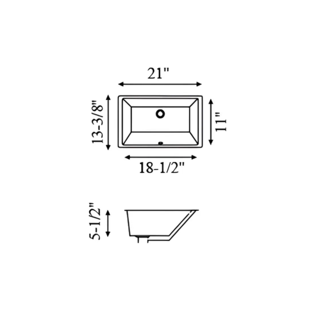 L-1811W / LUVUL 18-1/2" X 11" RECTANGULAR UNDERMOUNT CERAMIC BATHROOM SINK WHITE 675357