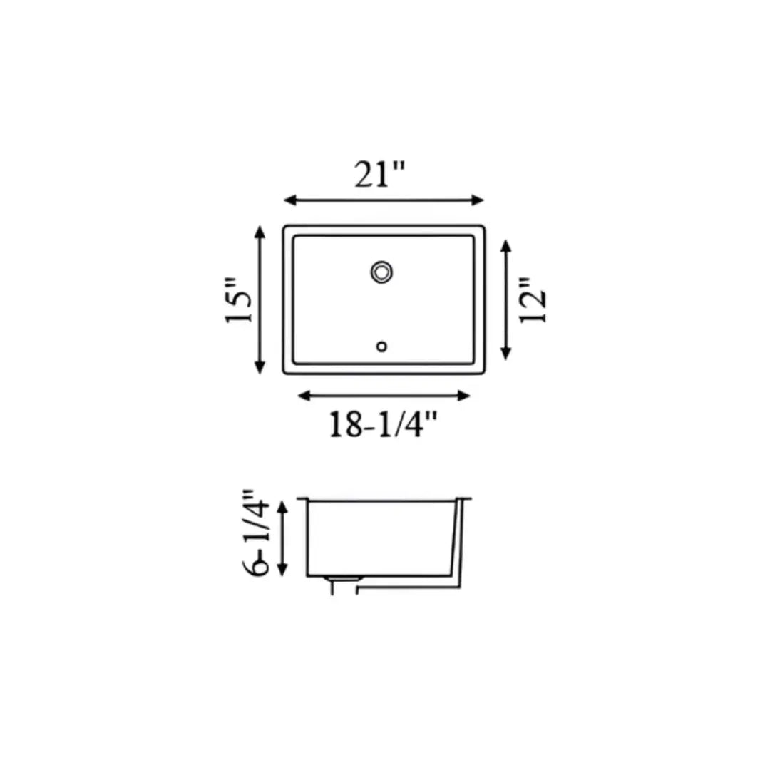 L-1812W / LUVUL 18" X 12" RECTANGULAR UNDERMOUNT CERAMIC BATHROOM SINK WHITE 357389