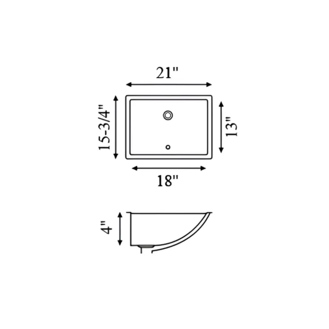 L-1813B / 604499 LUVUL 18 X 13 RECTANGULAR UNDERMOUNT CERAMIC BATHROOM SINK BISCUIT 604499