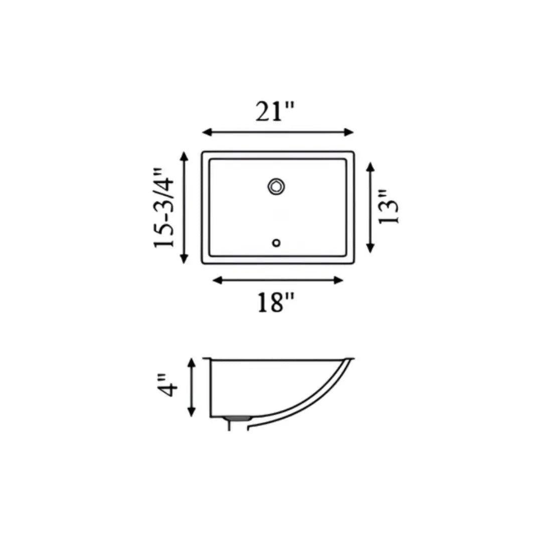L-1813W /  LUVUL 1813 RECTANGULAR SQUARE UNDERMOUNT WHITE SINK 620273