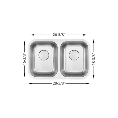 L-202-S /  LUVUL 28-INCH UNDERMOUNT 18G KITCHEN SINK STAINLESS DOUBLE BOWL 292636