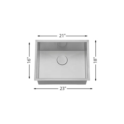 L-CZ101X-ZR / LUVUL HANDMADE R10 SINGLE BOWL 16G ZERO RADIUS S/STEEL SINK 10" DEEP 730203