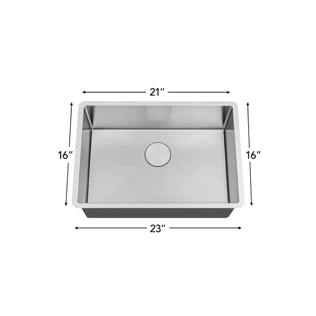 L-SUZ101X LUVUL STAMPING HANDMADE R15 SINGLE BOWL 18G S/STEEL SINK 9"DEEP 408294