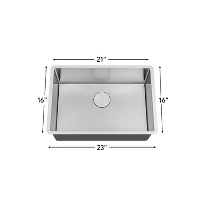 L-SUZ101X LUVUL STAMPING HANDMADE R15 SINGLE BOWL 18G S/STEEL SINK 9"DEEP 408294
