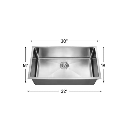 LUVUL R15 Handmade Sink – Single Bowl – 18G Stainless Steel