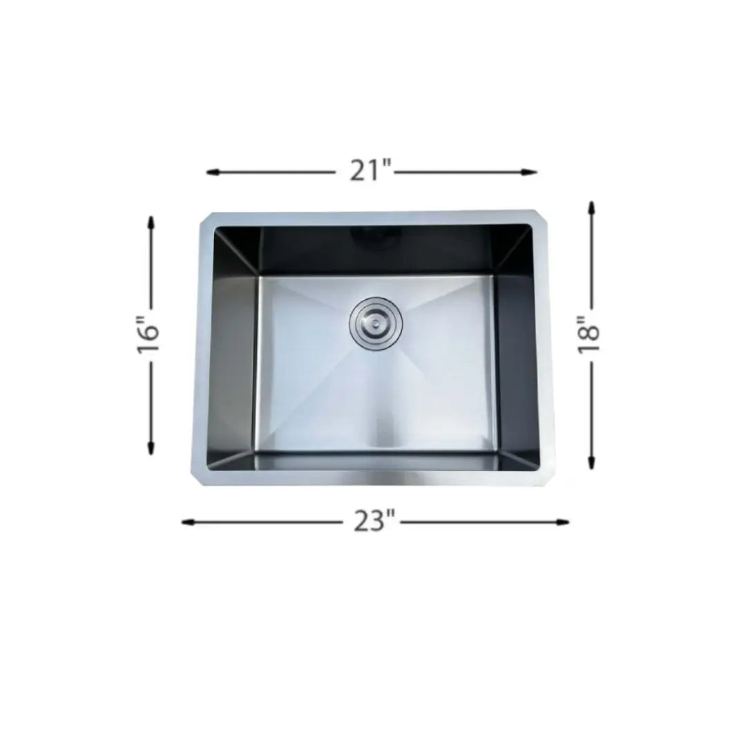 LUVUL 23" R10 Handmade Sink – Single Bowl – 18G Black Stainless Steel
