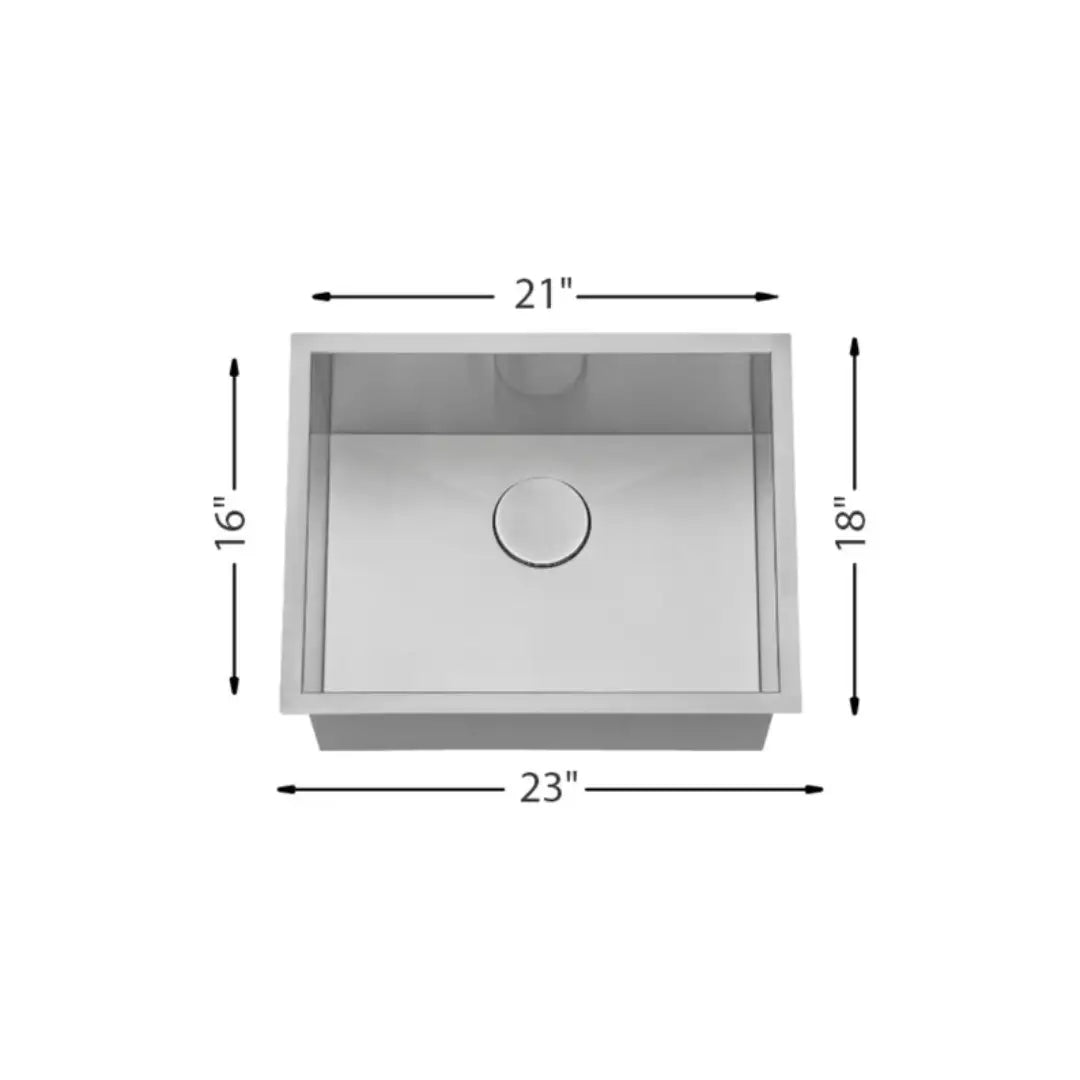 L-UZ101X-ZR / 545960 LUVUL 23-INCH UNDERMOUNT 18G ZERO RADIUS HANDMADE KITCHEN SINK STAINLESS STEEL SINGLE BOWL 545960