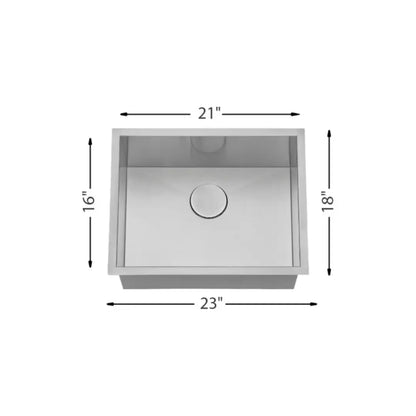 L-UZ101X-ZR / 545960 LUVUL 23-INCH UNDERMOUNT 18G ZERO RADIUS HANDMADE KITCHEN SINK STAINLESS STEEL SINGLE BOWL 545960