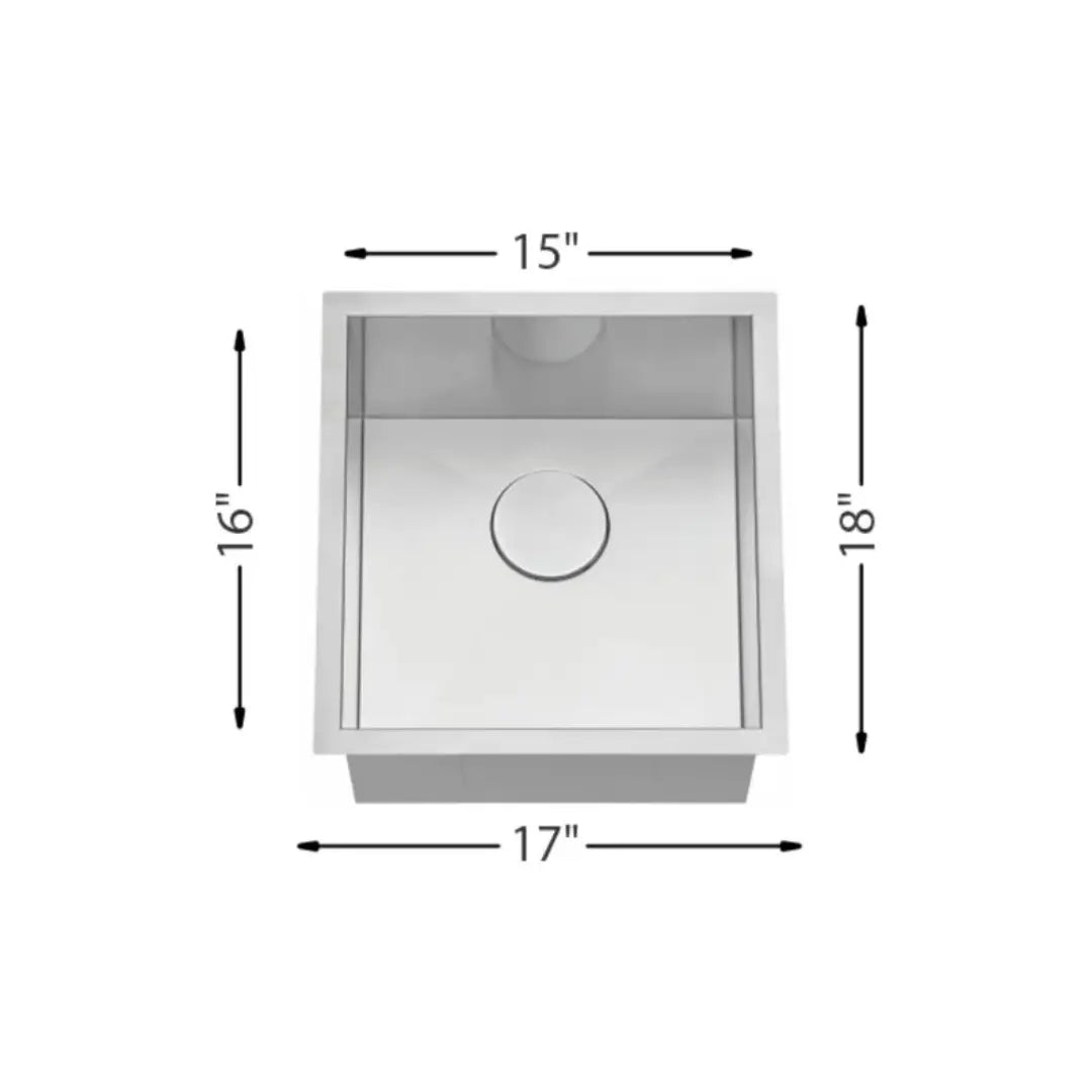 L-UZ102X-ZR / 756311 LUVUL 17-INCH UNDERMOUNT 18G ZERO RADIUS HANDMADE KITCHEN SINK STAINLESS STEEL SINGLE BOWL