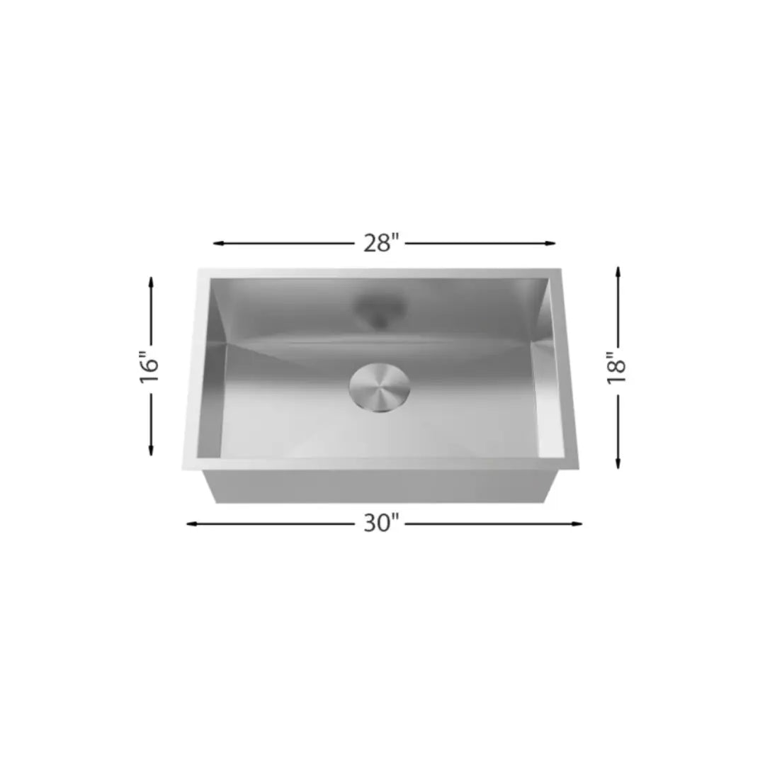 L-355350 / WORKSTATION HANDMADE R10 SINGLE BOWL 18G S/STEEL SINK 9" DEEP 355350